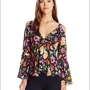 Nicole Miller Tossed Wildflowers Georgette Top